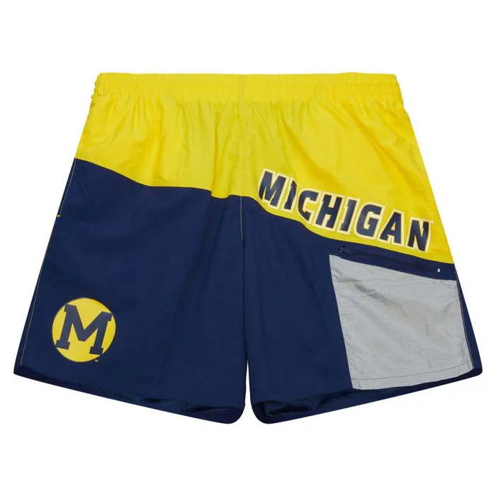 Mitchell and Ness Nylon Utility Shorts University Of Michigan Men Shorts
