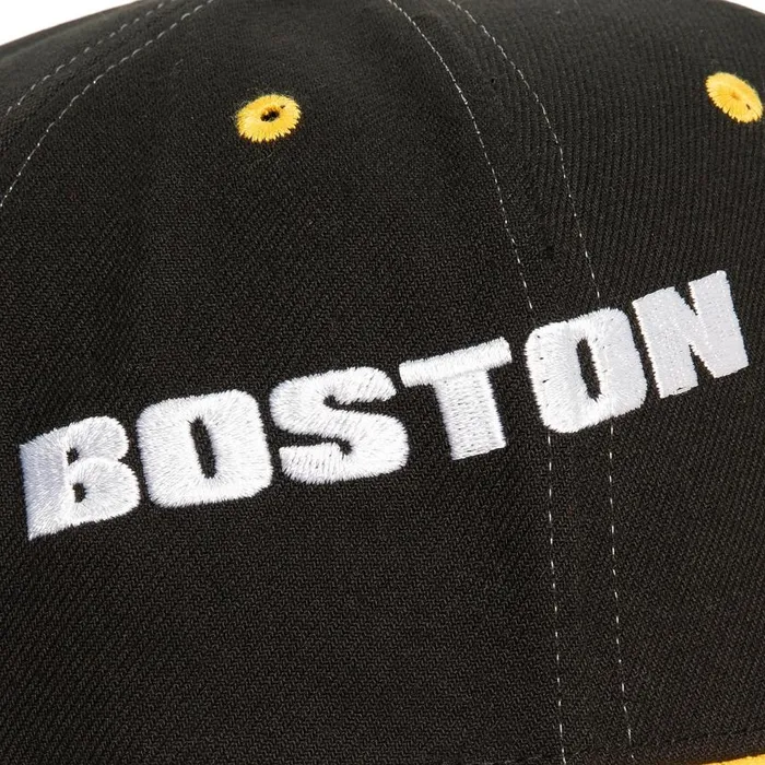 Mitchell and Ness Overbite Pro Snapback Vntg Boston Bruins Men Hats and Headwear Mitchell and Ness Overbite Pro Snapback Vntg Boston Bruins Men Hats and Headwear