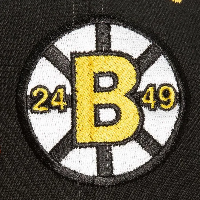 Mitchell and Ness Overbite Pro Snapback Vntg Boston Bruins Men Hats and Headwear Mitchell and Ness Overbite Pro Snapback Vntg Boston Bruins Men Hats and Headwear