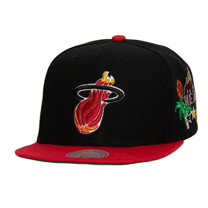 Mitchell and Ness Patch Overload Snapback HWC Miami Heat Men Hats and Headwear Mitchell and Ness Patch Overload Snapback HWC Miami Heat Men Hats and Headwear