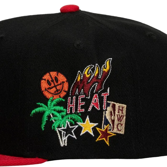 Mitchell and Ness Patch Overload Snapback HWC Miami Heat Men Hats and Headwear Mitchell and Ness Patch Overload Snapback HWC Miami Heat Men Hats and Headwear