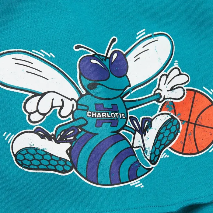 Mitchell and Ness Postgame Fleece Shorts Vintage Logo Charlotte Hornets Men Shorts Mitchell and Ness Postgame Fleece Shorts Vintage Logo Charlotte Hornets Men Shorts