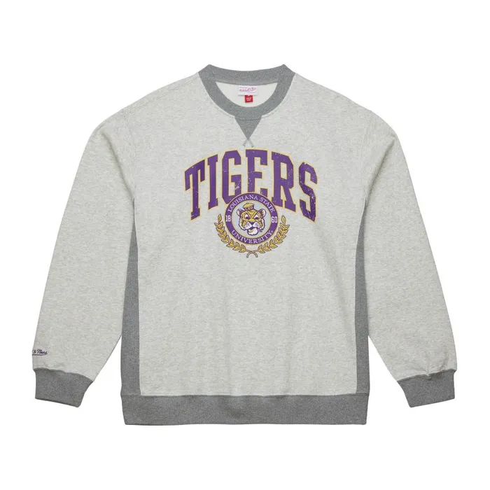 Mitchell and Ness Premium Fleece Crew Vintage Logo Louisiana State University Men Hoodies and Sweatshirts Mitchell and Ness Premium Fleece Crew Vintage Logo Louisiana State University Men Hoodies and Sweatshirts