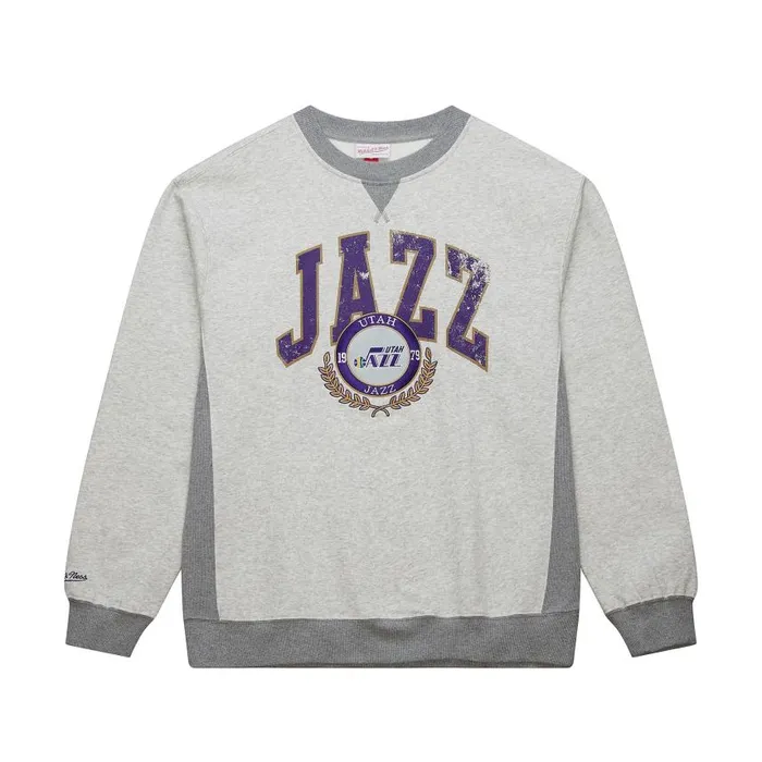 Mitchell and Ness Premium Fleece Crew Vintage Logo Utah Jazz Men Hoodies and Sweatshirts Mitchell and Ness Premium Fleece Crew Vintage Logo Utah Jazz Men Hoodies and Sweatshirts