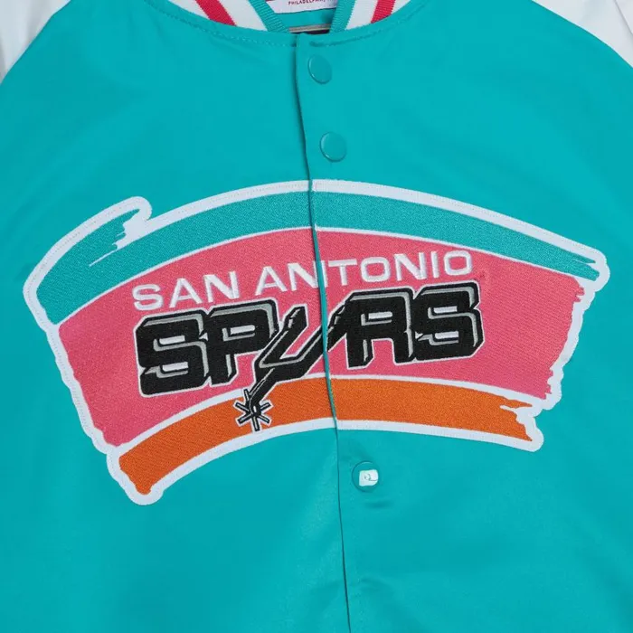Mitchell and Ness Primetime Lightweight Satin Jacket San Antonio Spurs Men Jackets and Outerwear Mitchell and Ness Primetime Lightweight Satin Jacket San Antonio Spurs Men Jackets and Outerwear