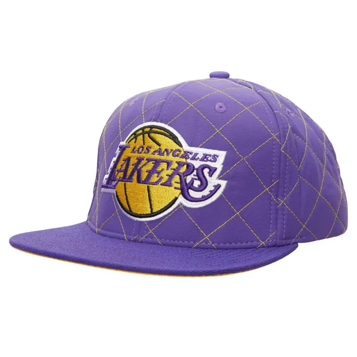 Mitchell and Ness Quilted Taslan Snapback Los Angeles Lakers Men Hats and Headwear Mitchell and Ness Quilted Taslan Snapback Los Angeles Lakers Men Hats and Headwear