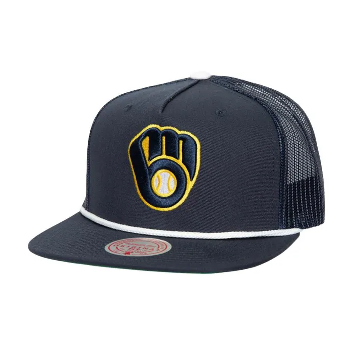 Mitchell and Ness Roper Trucker Milwaukee Brewers Men Hats and Headwear