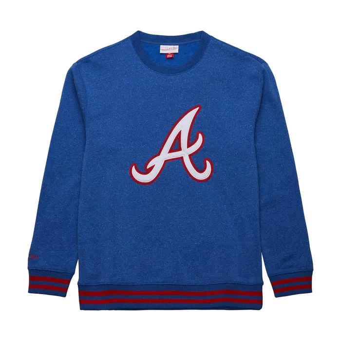 Mitchell and Ness Snow Washed Fleece Crew Vintage Logo Atlanta Braves Men Hoodies and Sweatshirts Mitchell and Ness Snow Washed Fleece Crew Vintage Logo Atlanta Braves Men Hoodies and Sweatshirts