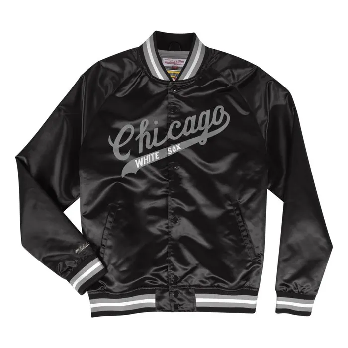 Mitchell and Ness Special Script Lightweight Satin Jacket Chicago White Sox Men Jackets and Outerwear Mitchell and Ness Special Script Lightweight Satin Jacket Chicago White Sox Men Jackets and Outerwear