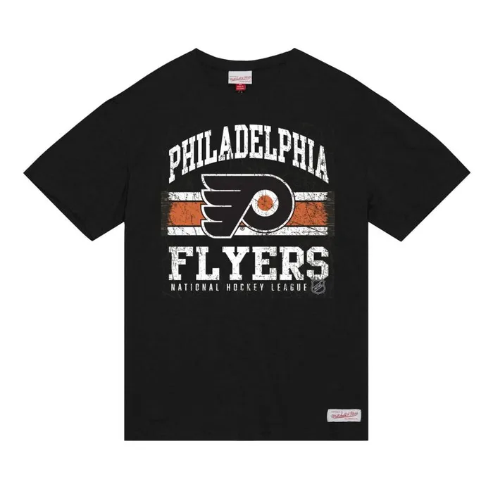 Mitchell and Ness Striped Logo Lockup Slub SS Tee Philadelphia Flyers Men TShirts and Tops Mitchell and Ness Striped Logo Lockup Slub SS Tee Philadelphia Flyers Men TShirts and Tops
