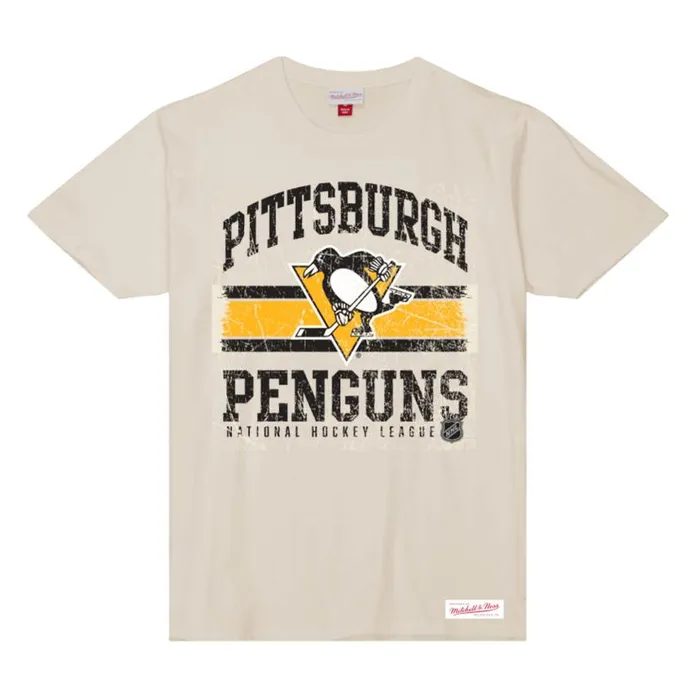 Mitchell and Ness Striped Logo Lockup Slub SS Tee Pittsburgh Penguins Men TShirts and Tops Mitchell and Ness Striped Logo Lockup Slub SS Tee Pittsburgh Penguins Men TShirts and Tops