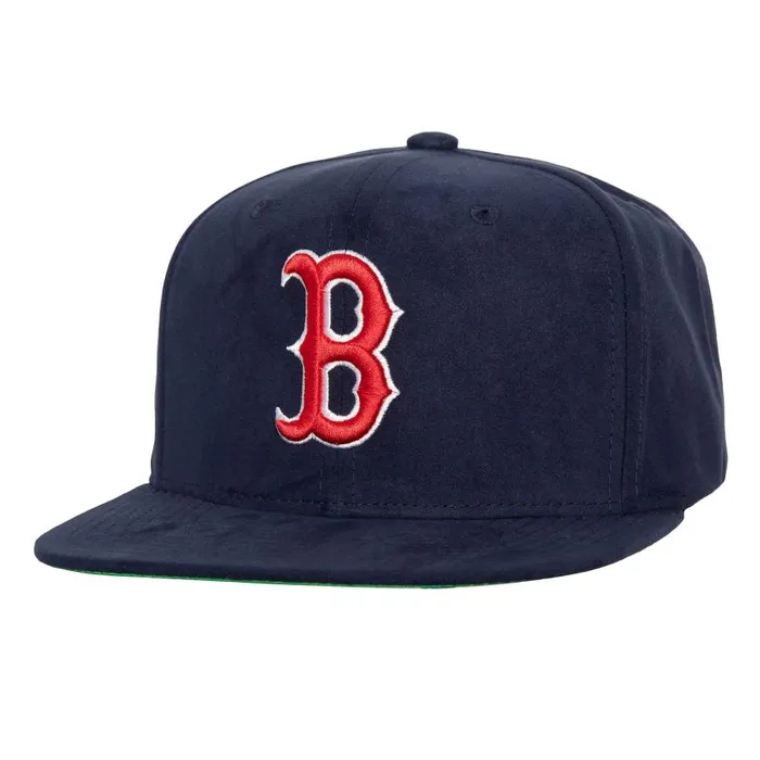 Mitchell and Ness Sweet Suede Snapback Boston Red Sox Men Hats and Headwear