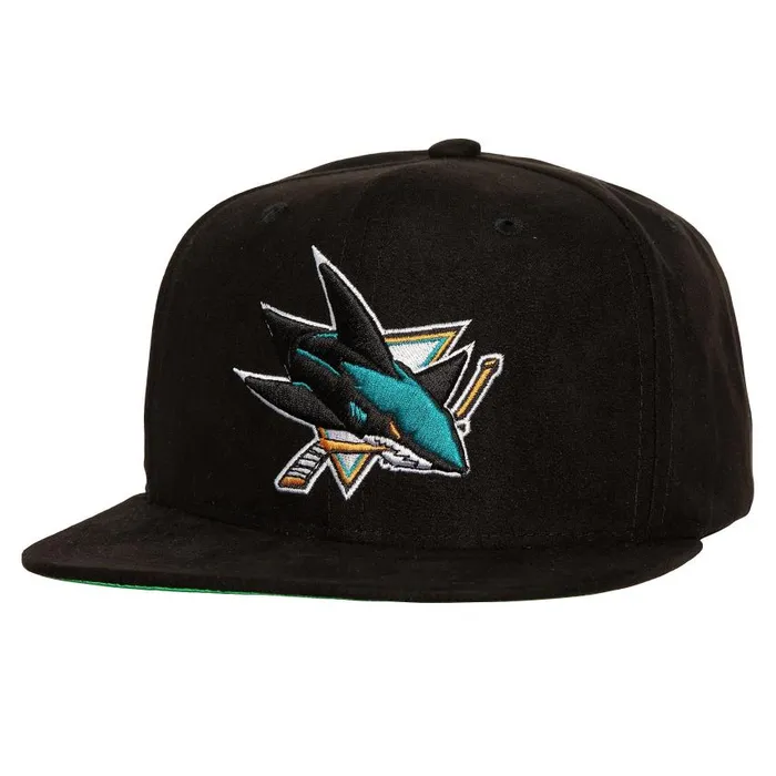 Mitchell and Ness Sweet Suede Snapback San Jose Sharks Men Hats and Headwear
