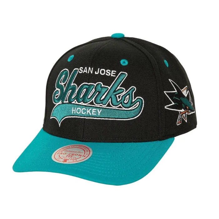 Mitchell and Ness Tailsweep 20 Pro Snapback San Jose Sharks Men Hats and Headwear Mitchell and Ness Tailsweep 20 Pro Snapback San Jose Sharks Men Hats and Headwear