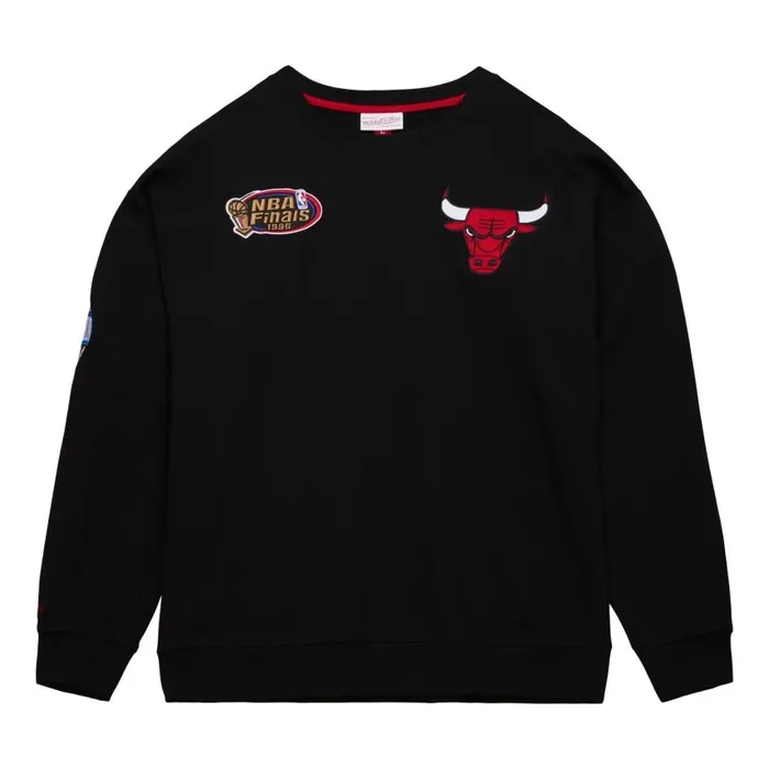 Mitchell and Ness Team First Satin Fleece Crew Chicago Bulls Men Hoodies and Sweatshirts