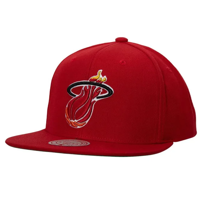Mitchell and Ness Team Ground 20 Snapback HWC Miami Heat Men Hats and Headwear Mitchell and Ness Team Ground 20 Snapback HWC Miami Heat Men Hats and Headwear