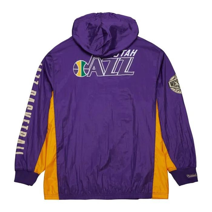 Mitchell and Ness Team OG 20 Anorak Windbreaker Vintage Logo Utah Jazz Men Jackets and Outerwear Mitchell and Ness Team OG 20 Anorak Windbreaker Vintage Logo Utah Jazz Men Jackets and Outerwear