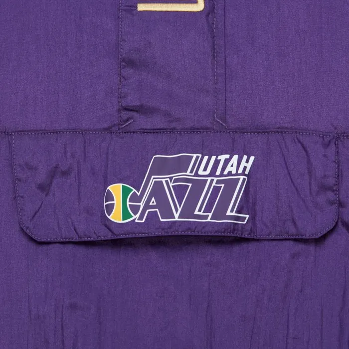 Mitchell and Ness Team OG 20 Anorak Windbreaker Vintage Logo Utah Jazz Men Jackets and Outerwear Mitchell and Ness Team OG 20 Anorak Windbreaker Vintage Logo Utah Jazz Men Jackets and Outerwear