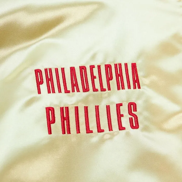 Mitchell and Ness Team OG 20 Lightweight Satin Jacket Current Logo Philadelphia Phillies Men Jackets and Outerwear Mitchell and Ness Team OG 20 Lightweight Satin Jacket Current Logo Philadelphia Phillies Men Jackets and Outerwear