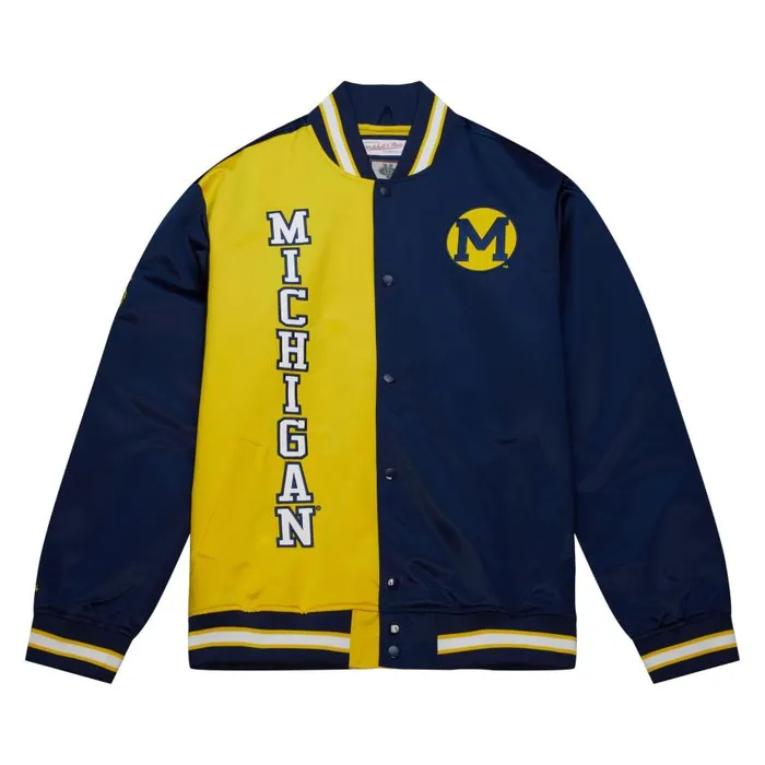 Mitchell and Ness Team OG 20 Lightweight Satin Jacket University Of Michigan Men Jackets and Outerwear Mitchell and Ness Team OG 20 Lightweight Satin Jacket University Of Michigan Men Jackets and Outerwear