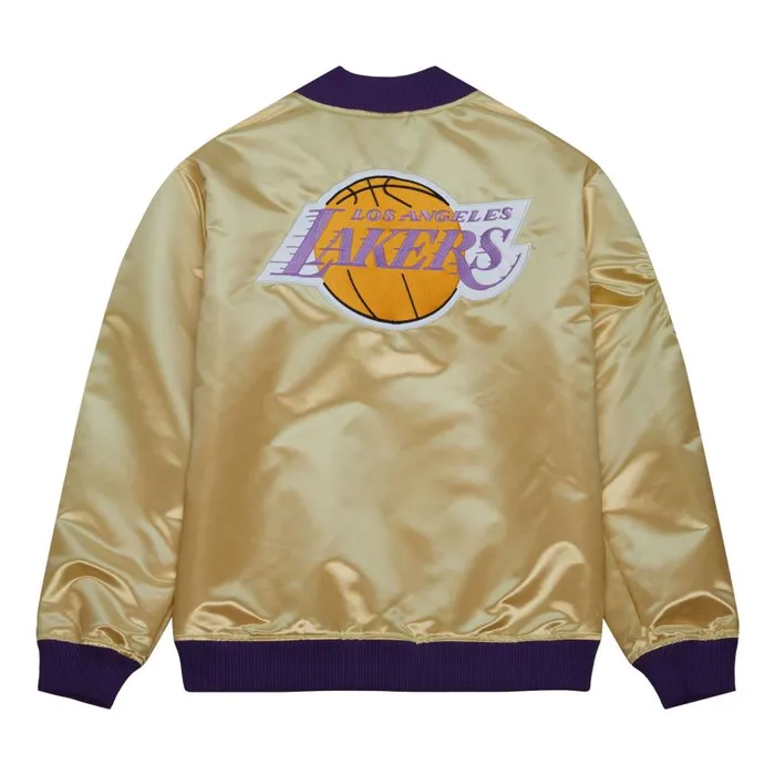 Mitchell and Ness Team OG 20 Lightweight Satin Jacket Vintage Logo Los Angeles Lakers Men Jackets and Outerwear Mitchell and Ness Team OG 20 Lightweight Satin Jacket Vintage Logo Los Angeles Lakers Men Jackets and Outerwear