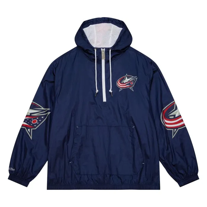 Mitchell and Ness Team OG Anorak Windbreaker Columbus Blue Jackets Men Jackets and Outerwear Mitchell and Ness Team OG Anorak Windbreaker Columbus Blue Jackets Men Jackets and Outerwear