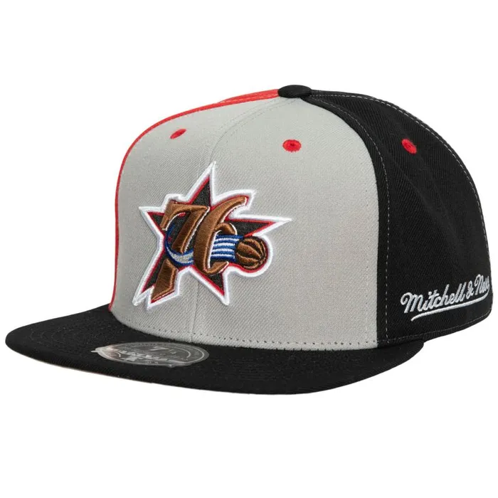 Mitchell and Ness Tri Cycle Fitted Hat Philadelphia 76ers Men Hats and Headwear Mitchell and Ness Tri Cycle Fitted Hat Philadelphia 76ers Men Hats and Headwear