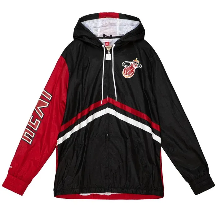 Mitchell and Ness Undeniable Full Zip Windbreaker Miami Heat Men Jackets and Outerwear Mitchell and Ness Undeniable Full Zip Windbreaker Miami Heat Men Jackets and Outerwear