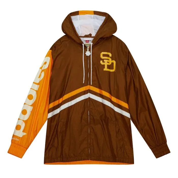 Mitchell and Ness Undeniable Full Zip Windbreaker San Diego Padres Men Jackets and Outerwear Mitchell and Ness Undeniable Full Zip Windbreaker San Diego Padres Men Jackets and Outerwear