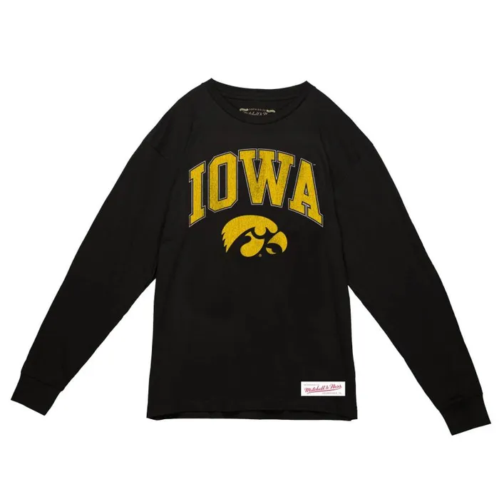 Mitchell and Ness University Arch Logo LS Tee University Of Iowa Men TShirts and Tops Mitchell and Ness University Arch Logo LS Tee University Of Iowa Men TShirts and Tops