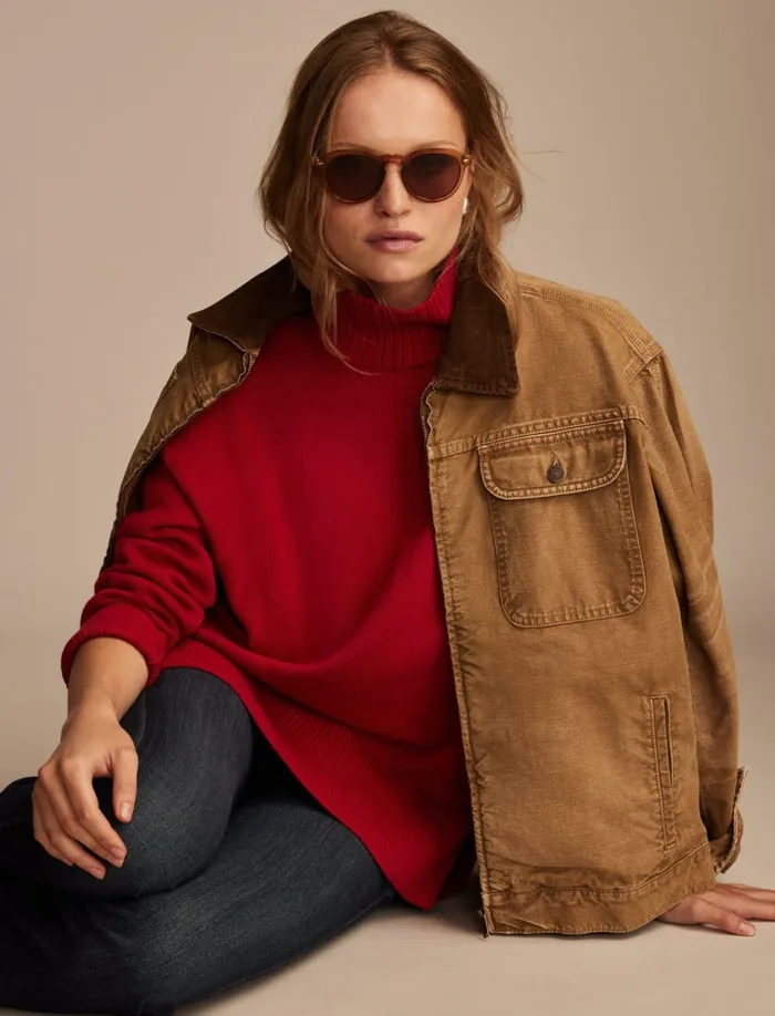 Mock Neck Tunic Tango Red Women Lucky Brand Sweaters and Sweatshirts