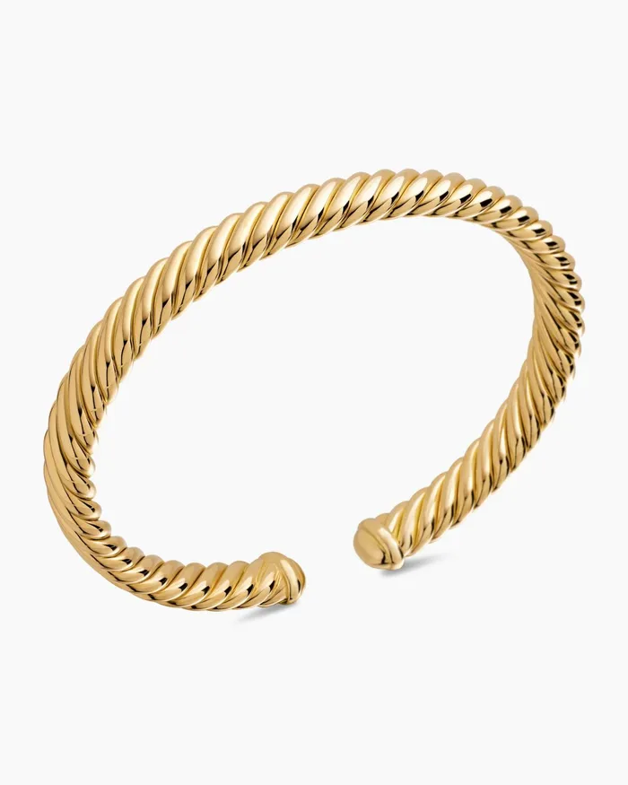 Modern Oval Cablespira Bracelet In 18K Yellow Gold 7mm Women David Yurman Cuff Modern Oval Cablespira Bracelet In 18K Yellow Gold 7mm Women David Yurman Cuff