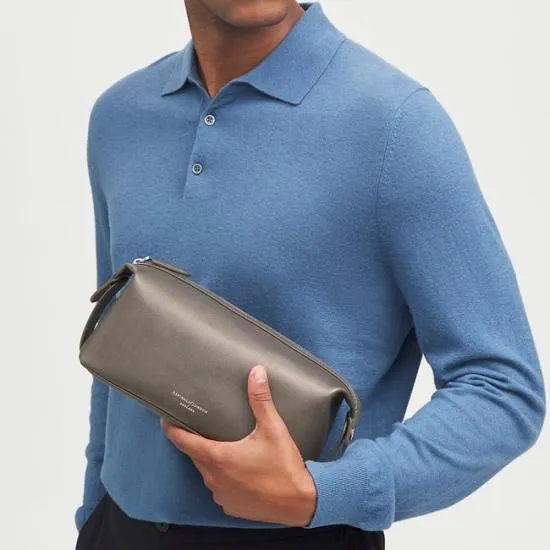 Mount Street Washbag Charcoal Saffiano Men Aspinal Of London Wash Bags