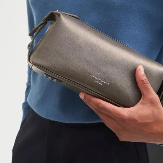 Mount Street Washbag Charcoal Saffiano Men Aspinal Of London Wash Bags