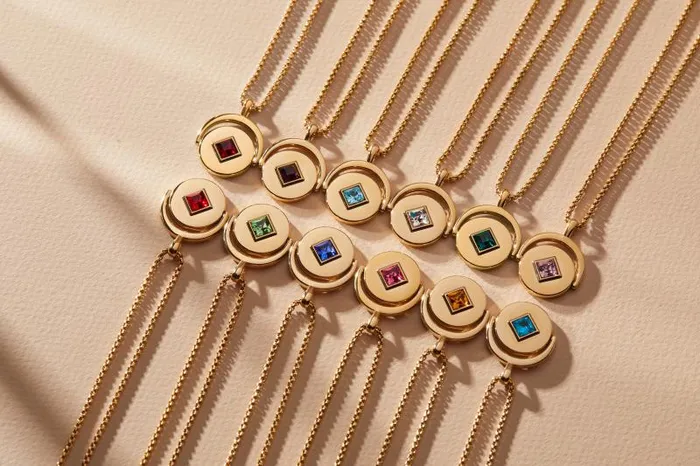 Necklaces Women Alex And Ani January Birthstone And Flower Flip Charm Necklace Stainless Steel Gold