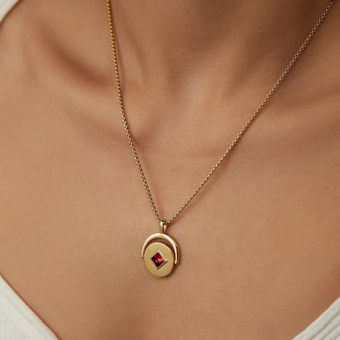 Necklaces Women Alex And Ani January Birthstone And Flower Flip Charm Necklace Stainless Steel Gold