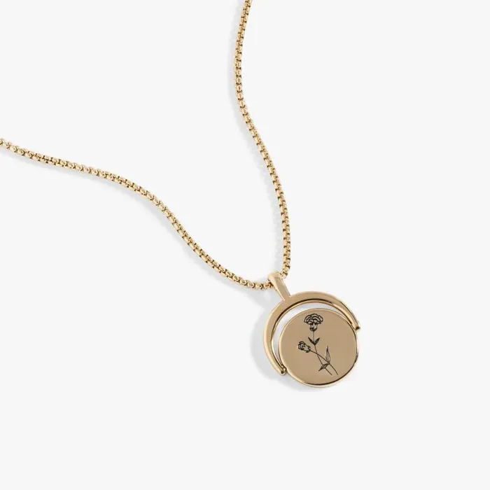 Necklaces Women Alex And Ani January Birthstone And Flower Flip Charm Necklace Stainless Steel Gold