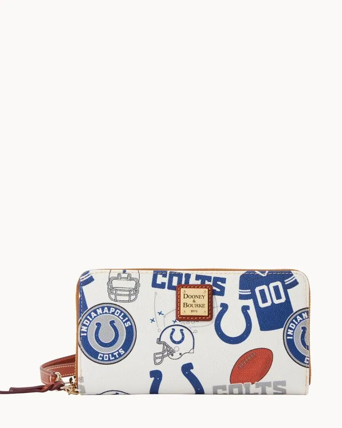 NFL Colts Large Zip Around Wristlet Colts Women Dooney and Bourke Wallets