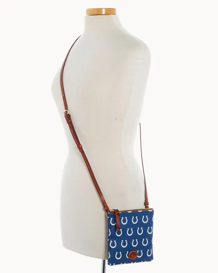 NFL Colts Small North South Top Zip Crossbody Colts Women Dooney and Bourke Crossbodies NFL Colts Small North South Top Zip Crossbody Colts Women Dooney and Bourke Crossbodies