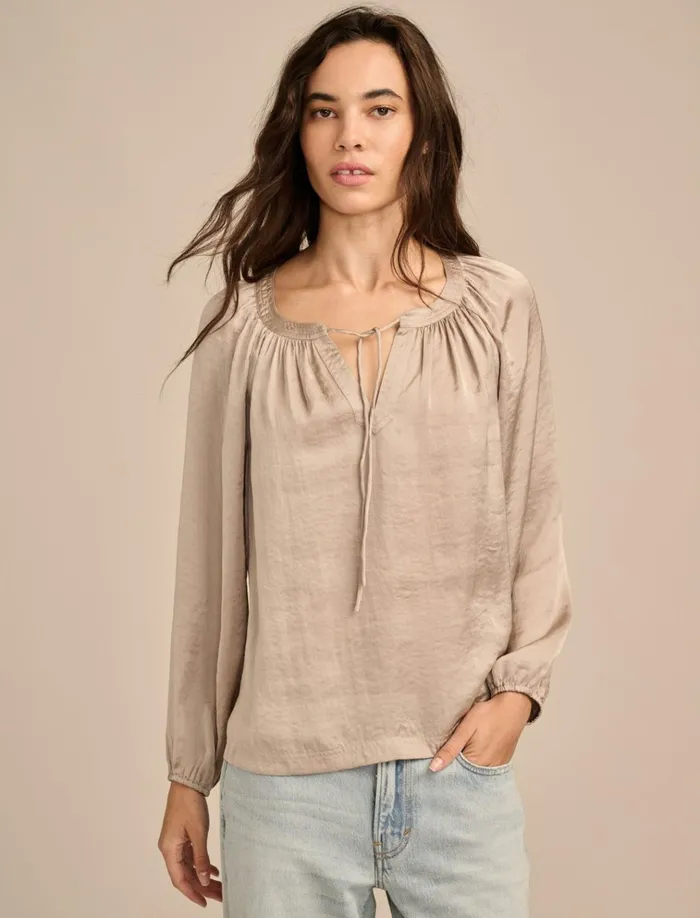 Notch Neck Peasant Top Stone Women Lucky Brand Blouses