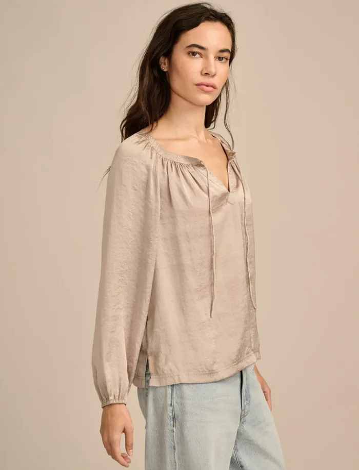 Notch Neck Peasant Top Stone Women Lucky Brand Blouses