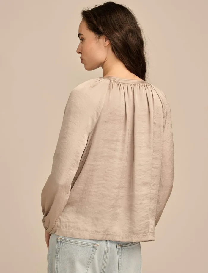 Notch Neck Peasant Top Stone Women Lucky Brand Blouses