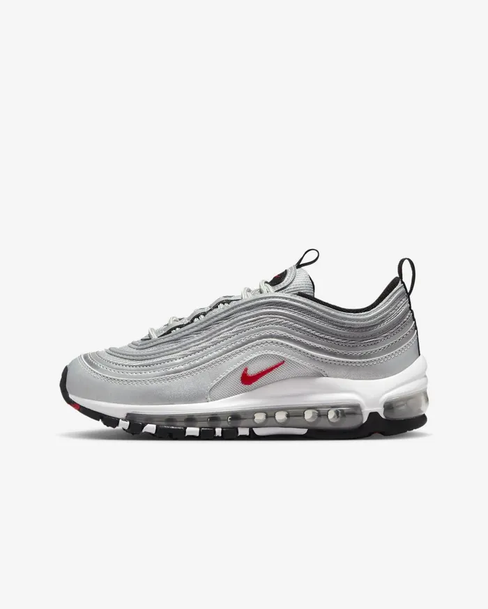 Older Kids 7 8211 15 Years Kids Nike Air Max 97 Metallic Silverwhitevarsity Red Older Kids 7 8211 15 Years Kids Nike Air Max 97 Metallic Silverwhitevarsity Red