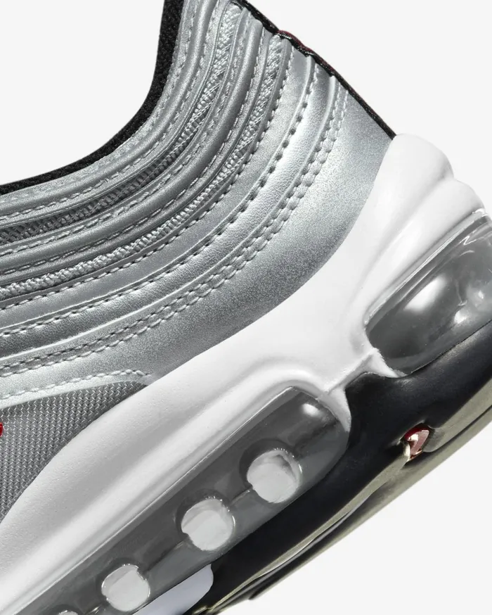 Older Kids 7 8211 15 Years Kids Nike Air Max 97 Metallic Silverwhitevarsity Red