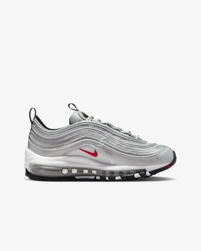 Older Kids 7 8211 15 Years Kids Nike Air Max 97 Metallic Silverwhitevarsity Red