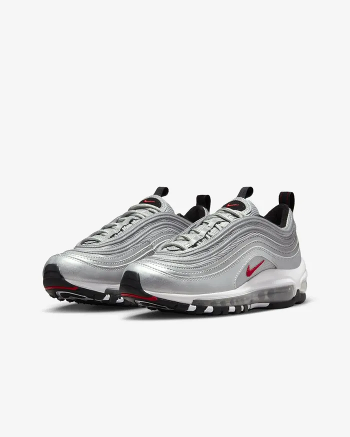 Older Kids 7 8211 15 Years Kids Nike Air Max 97 Metallic Silverwhitevarsity Red
