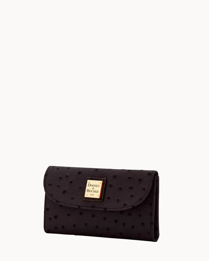 Ostrich Continental Clutch Black Women Dooney and Bourke Clutches Ostrich Continental Clutch Black Women Dooney and Bourke Clutches