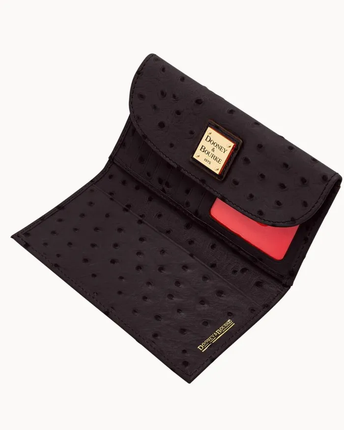 Ostrich Continental Clutch Black Women Dooney and Bourke Clutches Ostrich Continental Clutch Black Women Dooney and Bourke Clutches