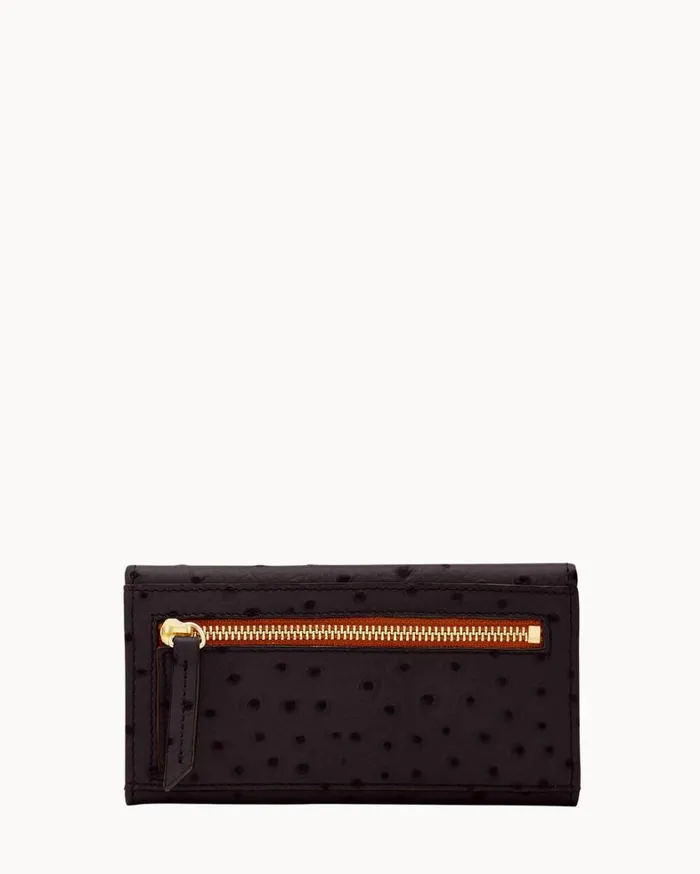 Ostrich Continental Clutch Black Women Dooney and Bourke Clutches Ostrich Continental Clutch Black Women Dooney and Bourke Clutches
