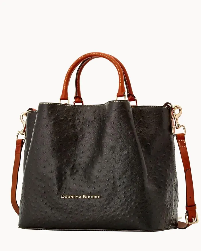 Ostrich Large Barlow Black Women Dooney and Bourke Satchels Ostrich Large Barlow Black Women Dooney and Bourke Satchels